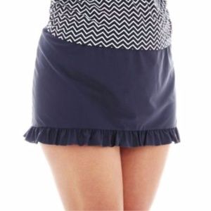 Sonria Solid Ruffled Hem Skirted Swim Bottoms 24W
